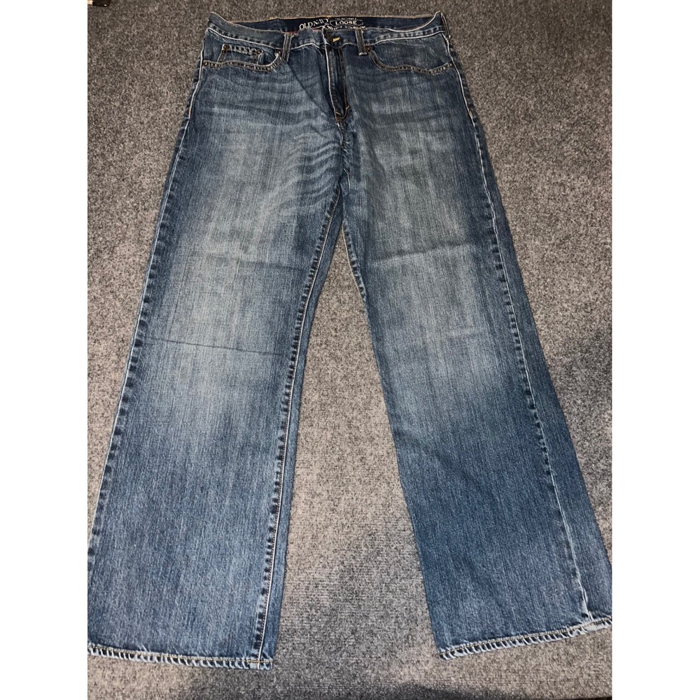 Old Navy Loose Fit Mens Blue Denim Jeans Size 36x34 Medium Wash 100% Cotton